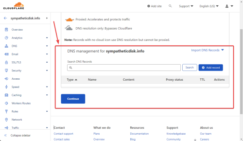 cloudflare add site dns delete all imports