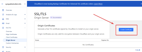 cloudflare create certificate 1